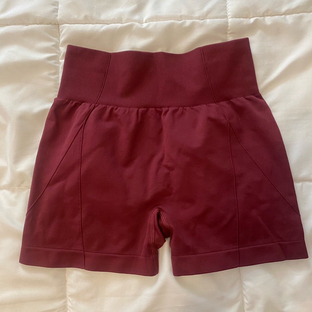 Women's High-Rise Maroon Athletic Shorts